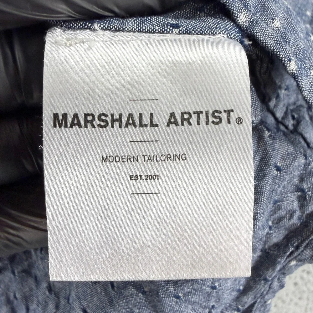 Marshall Artist Button Down Shirt Mens Medium Blue Dobby Dot Modern Fit LS